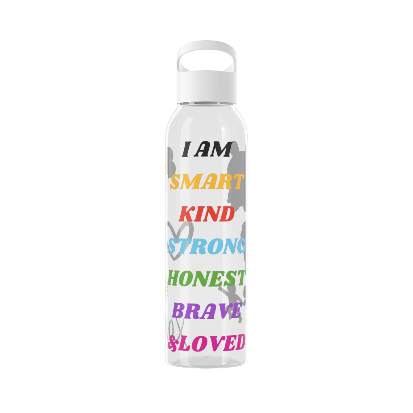 I Am Smart Kind Strong Honest Brave and Loved Quote Water Bottle- Water Bottle