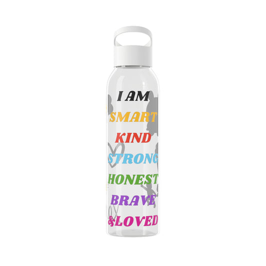 I Am Smart Kind Strong Honest Brave and Loved Quote Water Bottle- Water Bottle