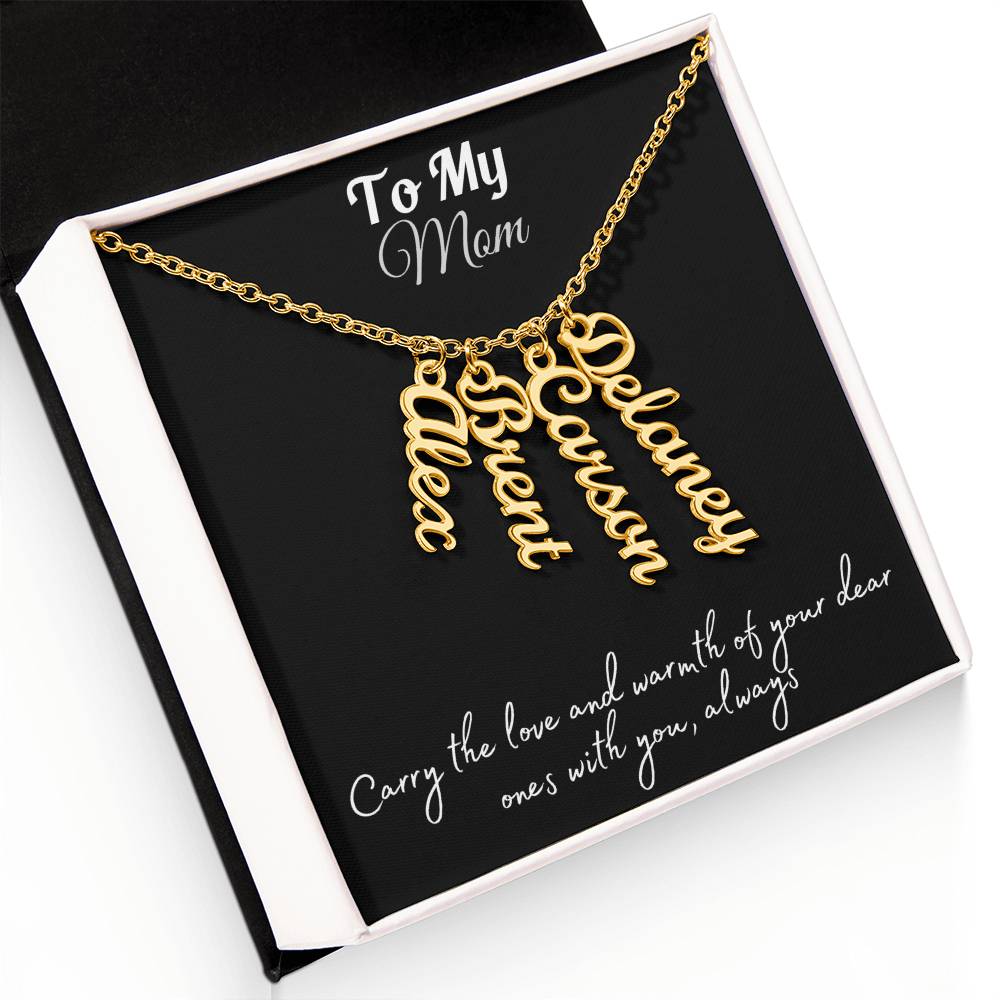 Your Loved Ones, Your Heart: Multi-Name Vertical Necklace